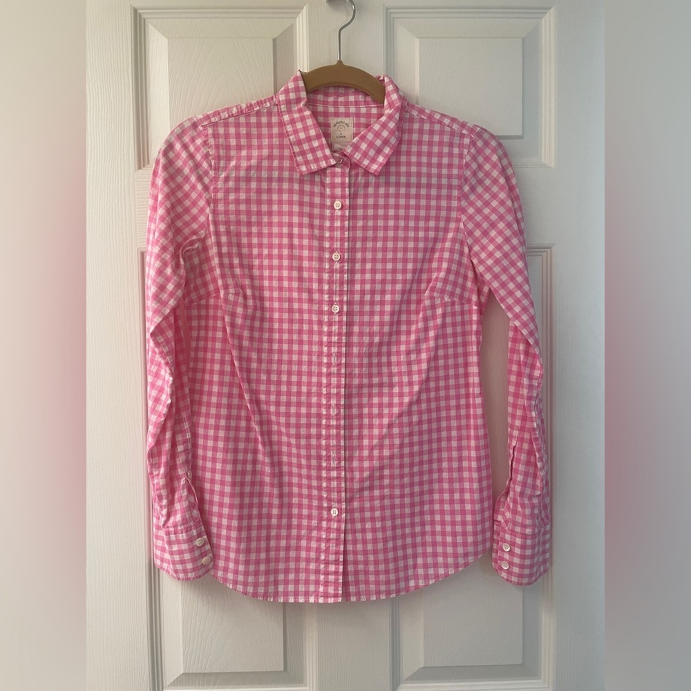 The Perfect Shirt by J.Crew – Pink & White Gingham – Size 0